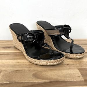 Black Nova Check Pattern Patent Leather Espadrilles 38